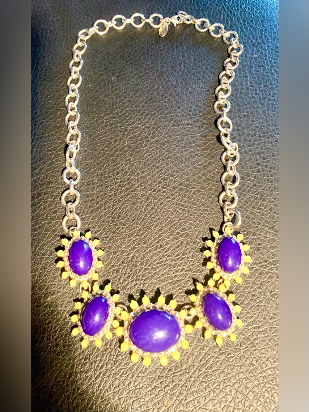 BaubleBar Purple and Gold Sunburst Stone Necklace